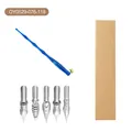 Set de stylo plume de calligraphie oblique en résine bleue avec 5 plumes métalliques - Style Résine Translucide Bleue (OY0529-076-118) / Stylo + 5 Plumes + Coffret (0.5mm)