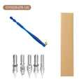 Set de calligraphie avec porte-plume en résine bleue, 5 plumes en métal et boîte - Style Résine Transparent Bleu (OY0529-076-120) / Stylo + 5 Plumes + Coffret (0.5mm)