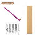 Coffret porte-plume calligraphie oblique en résine violette avec 5 plumes en métal - Style en résine violette (OY0529-076-122) / Jeu de plumes 0.5mm