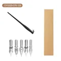 Kit de calligraphie vintage avec porte-plume oblique en résine noire et 5 plumes en métal - Style en résine ergonomique noir (OY0529-076-128) / Jeu de plumes 0.5mm