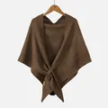 Elegante scialle a triangolo in maglia marrone scuro caldo per donna stile minimalista - 175*76cm / Marrone scuro