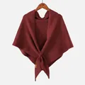 Elegante scialle triangolare in maglia bordeaux con un nodo frontale alla moda per donna - 175*76cm / Rosso