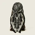 Stylish large paisley print satin square scarf for women in elegant black and white - Black (FH078-2#)