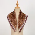 Classic leopard print chiffon square scarf for women in elegant brown and black tones - 65*65cm / Coffee
