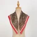 Elegant leopard print chiffon square scarf with stylish red and pink contrast borders - 65*65cm / Red