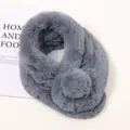 Grijze imitatie konijnenbont nekwarmer voor dames, dikke en warme zachte winter sjaal - Donkergrijs