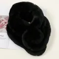 Elegante zwarte imitatiebont winter nekwarmer voor dames met zachte pluche textuur - Nr. 5 bamboe-houtskoolzwart