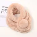 Soft faux rabbit fur infinity scarf in light peach pink, plush winter neck warmer - 10# Asayuki Me