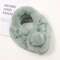 Soft mint green faux rabbit fur snood scarf for women winter warmth - Mint Green