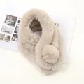 Chic beige faux rabbit fur winter scarf for women providing warmth and wind protection - No. 19 Apricot