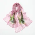 Écharpe longue imprimée de protection solaire pour femmes, foulard élégant et léger. - Rose