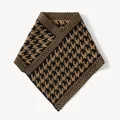Detailed view of a brown and black houndstooth knit neck gaiter on white background. - 35*32cm / Black Khaki
