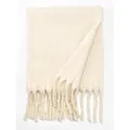 Weicher cremefarbener Strickschal mit eleganten Glitzerfäden und langen Fransen - Weiß (YR286-1#)