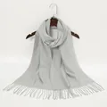 Elegant light gray solid color imitation cashmere scarf with decorative tassels - Light Gray (YR098-7)