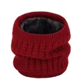 Winterse gebreide nekverwarmer met zachte fleecevoering, winddichte outdoor sjaal voor volwassenen. - Bordeauxrood