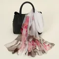 Elegant lightweight chiffon scarf featuring a pink floral print for spring fashion - Floral Print Style (YSY071-4)
