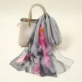 Elegant pink floral print chiffon scarf for women, lightweight spring fashion accessory - Floral Print Style (YSY071-7)