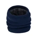 Donkerblauwe gebreide nekwarmer met fleece voering, dikke warme wintersjaal voor koude dagen. - Marineblauw