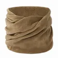 Primer plano detallado que muestra la suave textura del forro polar caqui de este braga cuello - 4# / 25*22cm / Caqui