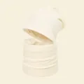 Cream knitted beanie hat and matching neck warmer set with warm lining for winter. - 2# White