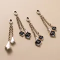 Detail van vintage S925 zilveren lotusblad kwastjes hangers voor DIY sieraden maken. - Dubbel Lotusblad (T0824)