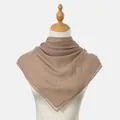 Detail of light brown chiffon square scarf featuring elegant silver rhinestone patterns - 110*110cm / Wave Curve Rhinestone Style / Light Khaki