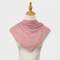 Close-up of pink breathable chiffon square scarf with elegant rhinestone patterns - 110*110cm / Wave Pattern Rhinestone Style / Dusky Pink