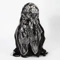 Elegant paisley printed satin square scarf for women perfect for professional styling - 70*70cm / FH175-01# Black
