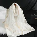 Elegante witte organza sjaal met fonkelende strass steentjes en golfpatroon design - 190*70cm / Wit