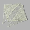 Eleganter cremefarbener Spitzenschal mit Blumenstickerei, modischer Dreiecksschal - Dreieckstuch (SJJ035-4)