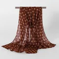 Elegante lange bruine chiffon sjaal voor dames met gouden stippen mode accessoire - Wijnrood (XQ520-4#)