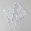 Eleganter weißer bestickter Spitzen-Dreiecksschal mit Paisley- und Blumenmustern - Dreieckstuch (SJJ117-2)