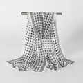 Elegant black and white polka dot chiffon long scarf and shawl for women - Black (XQ522-1#)