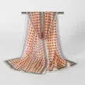 Elegant orange polka dot chiffon scarf with striped borders for women - Coffee (XQ522-2#)