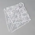 White floral embroidered lace triangle headscarf with headband for bride - 55x60cm / White