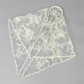 Elegant cream floral embroidered lace triangle scarf with built-in headband for bridal hair - 55x60cm / Beige Yellow