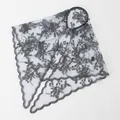 Elegant gray nylon lace embroidered headband triangle scarf for women's headwear - 55x60cm / Gray