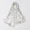 Elegante witte lange georgette sjaal met paisley print voor dames zonnebescherming - 160*50CM / Wit