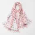 Elegante roze lange sjaal van georgette voor dames met bloemen- en paisley-patronen - 160*50CM / Roze