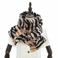 Bufanda cálida para mujer con estampado de cebra en imitación de cachemir, moda para invierno - Mezcla de Rayas de Cebra