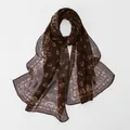 Elegante bruine georgette sjaal met paisley bloemenprint voor dames mode - 160*50CM / Koffie