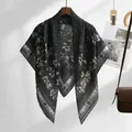 Elegante zwarte vierkante voile sjaal met bloemenprint voor een veelzijdige styling - 110*110cm / Zwart Vintage Floral (SM007-3#)