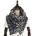 Elegante bufanda de imitación de cachemira con estampado de leopardo gris y negro - Estampado de Leopardo Gris Negro (YR059-6#)