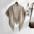 High-quality beige floral print Bali yarn square scarf for elegant spring fashion styling - 110*110cm / Beige Print (SM007-6#)