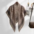 Elegant brown floral printed Bali gauze square scarf and chic head wrap for women - 110*110cm / Tan Print (SM007-7#)
