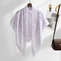 Elegant light purple floral printed bali yarn square scarf and stylish shawl for women - 110*110cm / Lavender Print (SM007-10#)