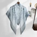 Elegant floral print Bali yarn square scarf in light blue finish for spring fashion style - 110*110cm / Light Blue Print (SM007-12#)
