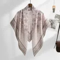 Elegant Bali yarn square scarf featuring a vintage floral print in soft dusty rose pink - 110*110cm / Dusty Rose Print (SM007-14#)