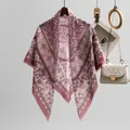 Elegant mauve and pink floral printed Bali yarn square scarf shawl for versatile fashion - Red Coffee