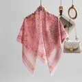 Elegant pink floral print Bali yarn square scarf for women, high-quality fashion shawl - Watermelon red